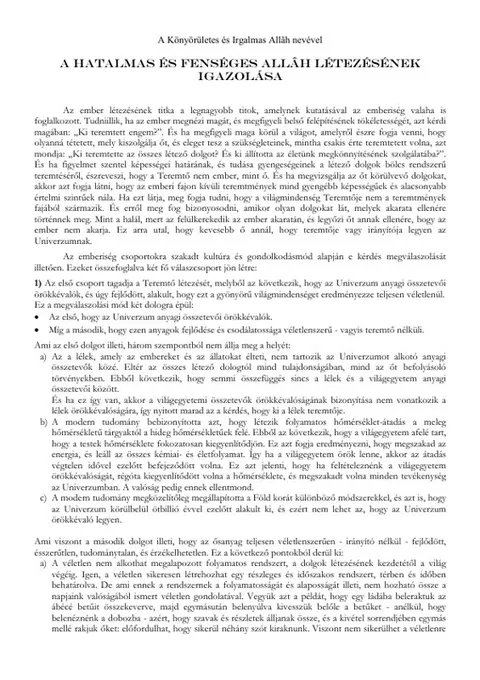 Bizonyítja Allah Magary létezését